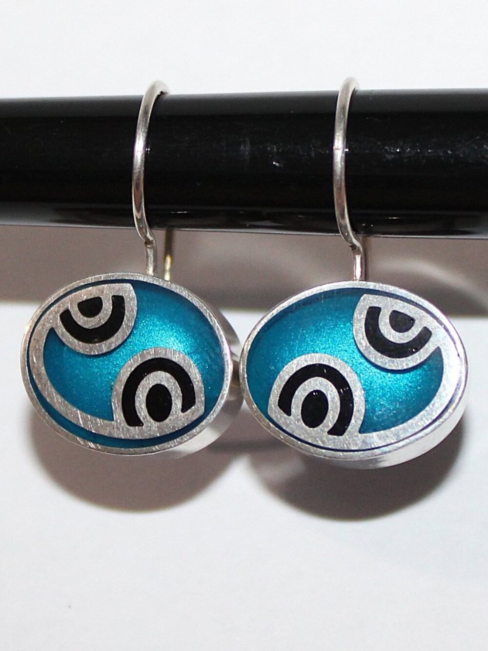 Sterling Silver Blue Resin Abstract Earrings